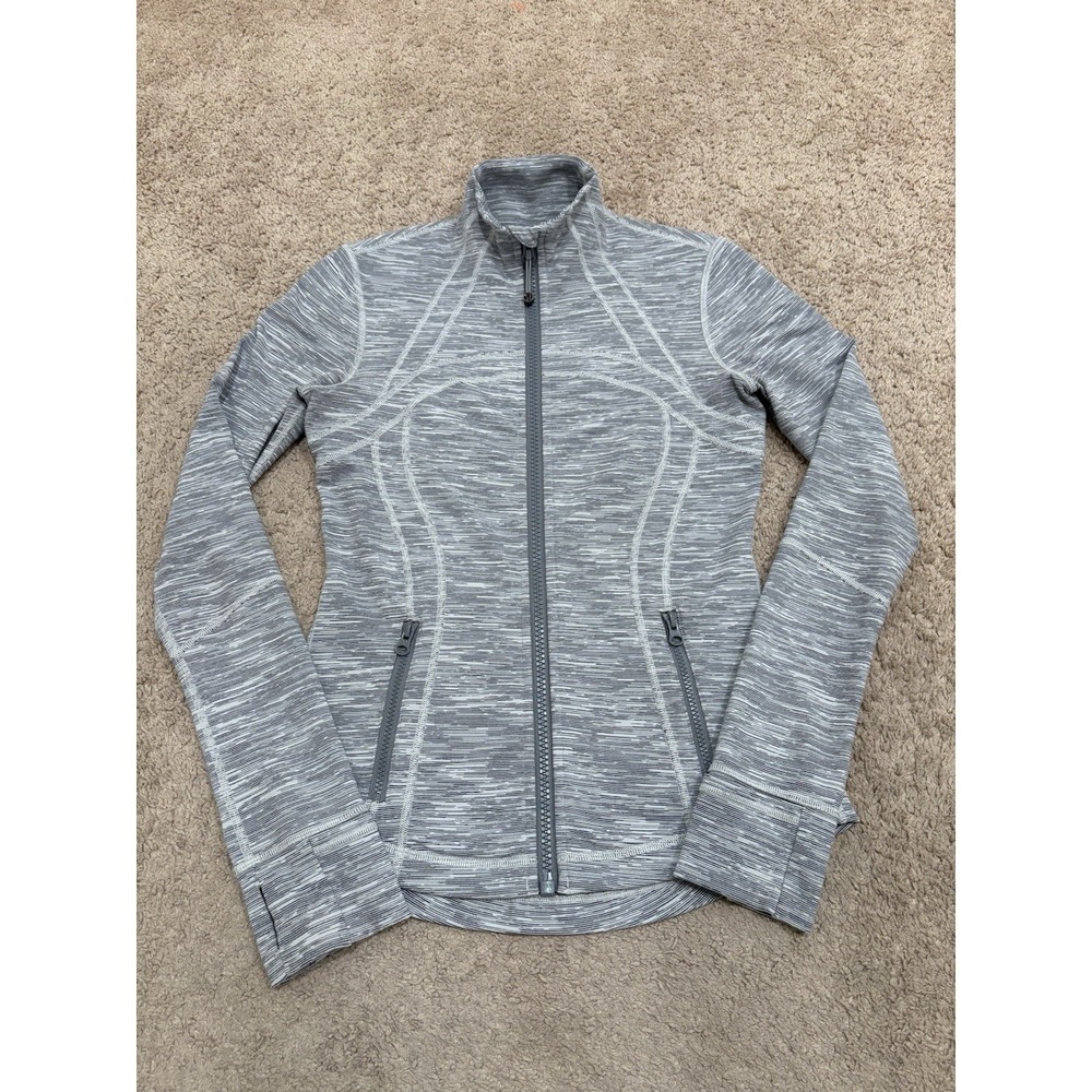 Lululemon Define Jacket Womens 6 Heather Gray Full Zip Thumbholes Athletic